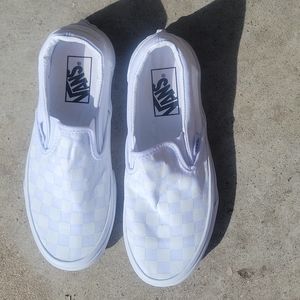 Vans white checkered slip on size 6.5 women